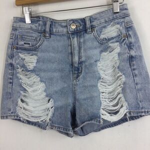American Eagle Womens Comfort Stretch Waistband Distressed Denim Mom Shorts 4